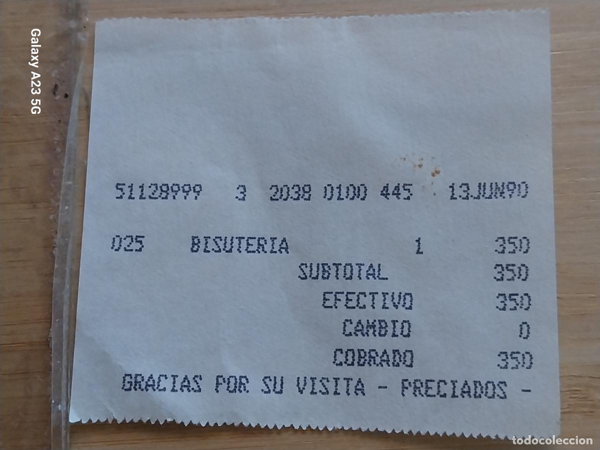Otros art&iacute;culos de coleccionismo en papel: TICKET CAJA 350 PTAS 13 JUN 90 7X6 CMS BISUTERIA PRECIADOS