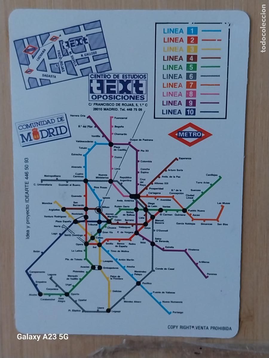 Otros art&iacute;culos de coleccionismo en papel: METRO PLANO PUBLICIDAD OPOSICIONES ESTUDIOS CENTRO TEXT 10X7 CMS
