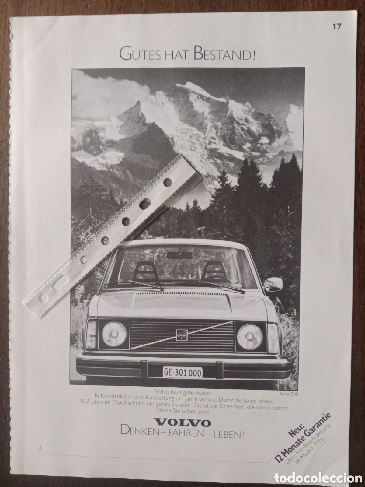Otros art&iacute;culos de coleccionismo en papel: publicidad autom&oacute;vil Volvo de 1975