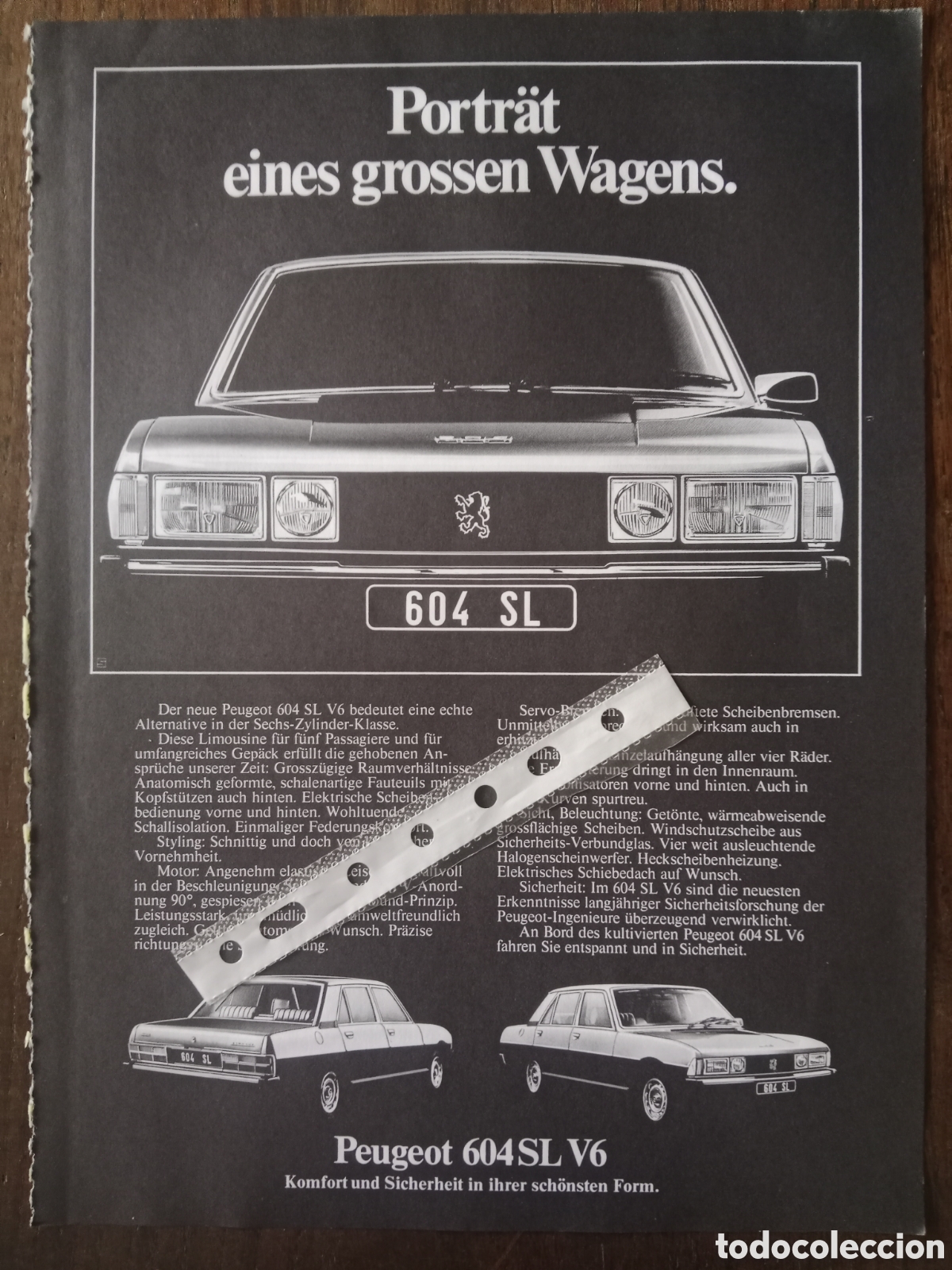 Otros art&iacute;culos de coleccionismo en papel: Publicidad autom&oacute;vil Peugeot 604 de 1975