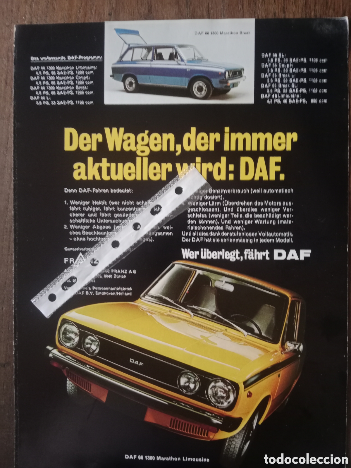 Otros art&iacute;culos de coleccionismo en papel: Publicidad autom&oacute;vil Daf de 1975
