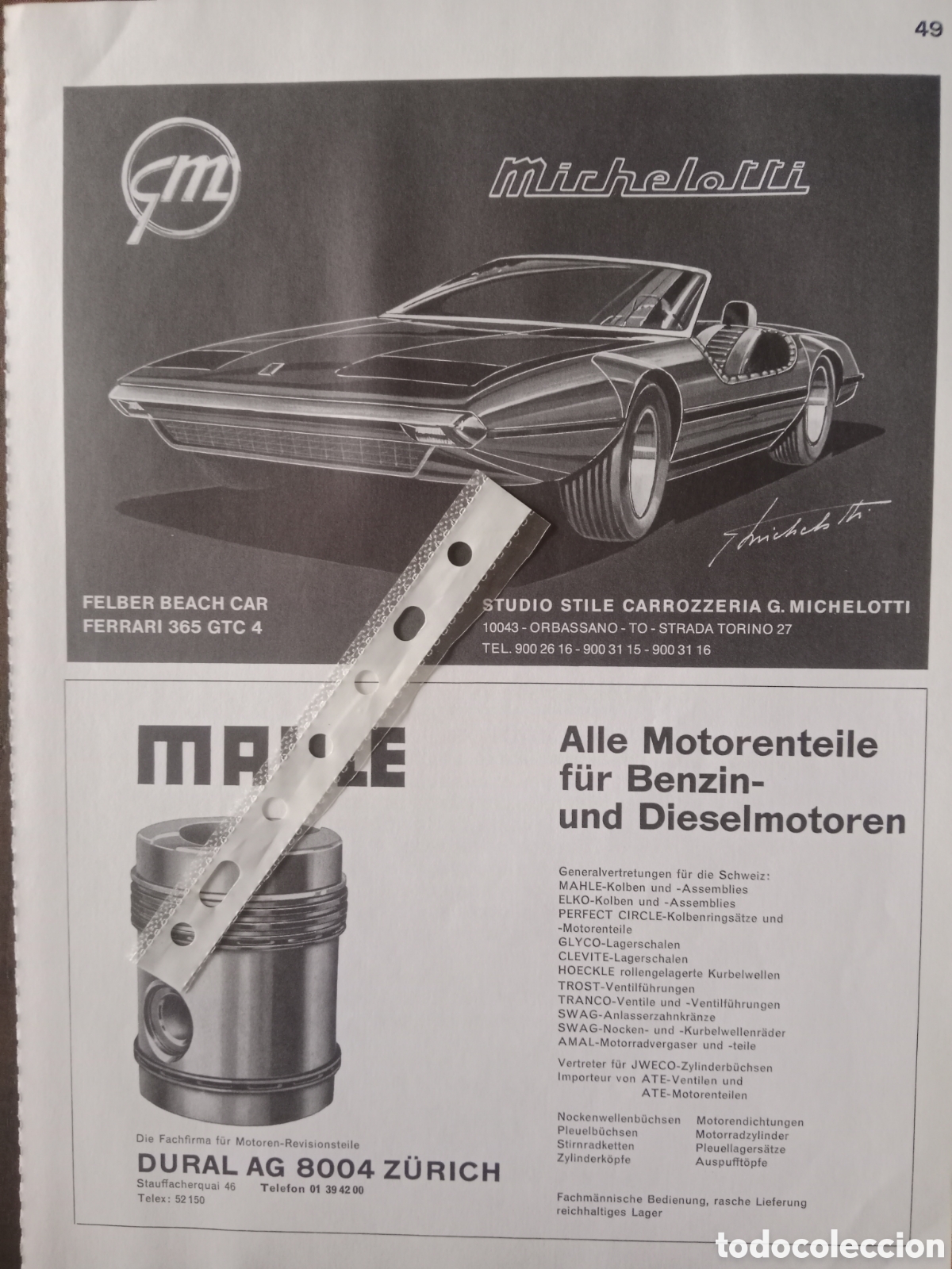 Otros art&iacute;culos de coleccionismo en papel: Publicidad autom&oacute;vil michelotti Ferrari de 1975
