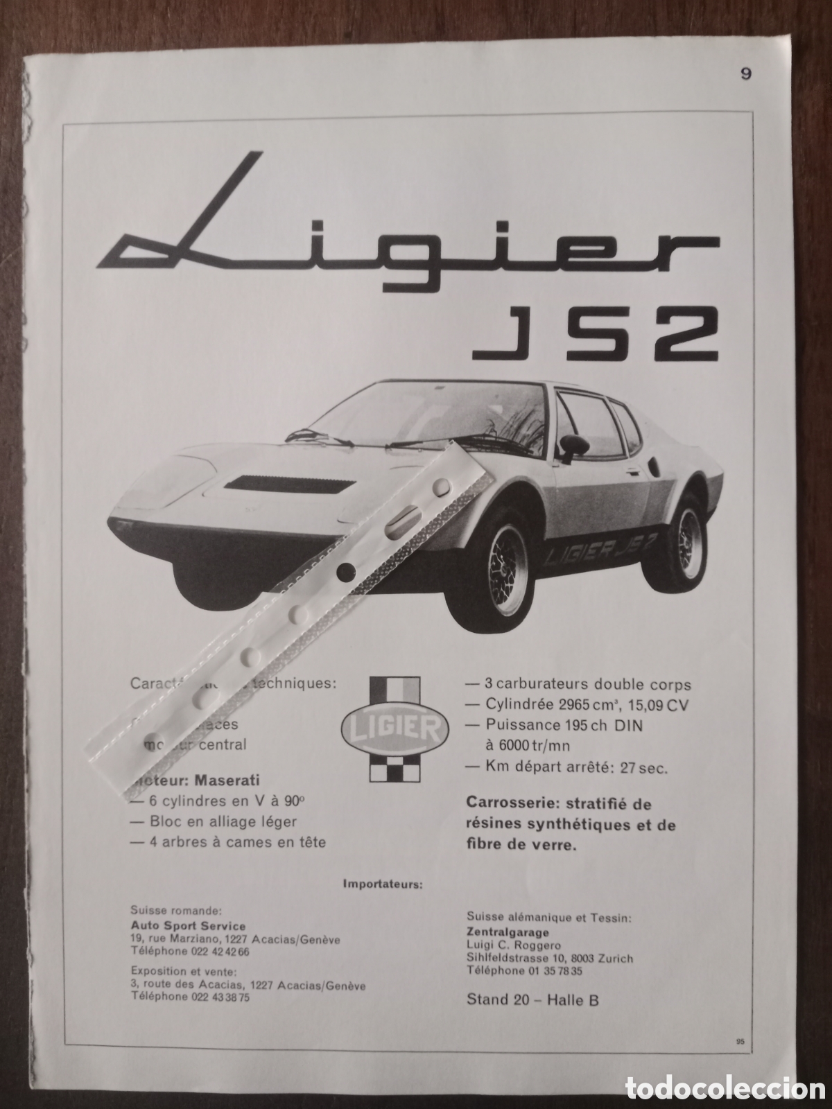 Otros art&iacute;culos de coleccionismo en papel: Publicidad autom&oacute;vil ligier Maserati de 1975