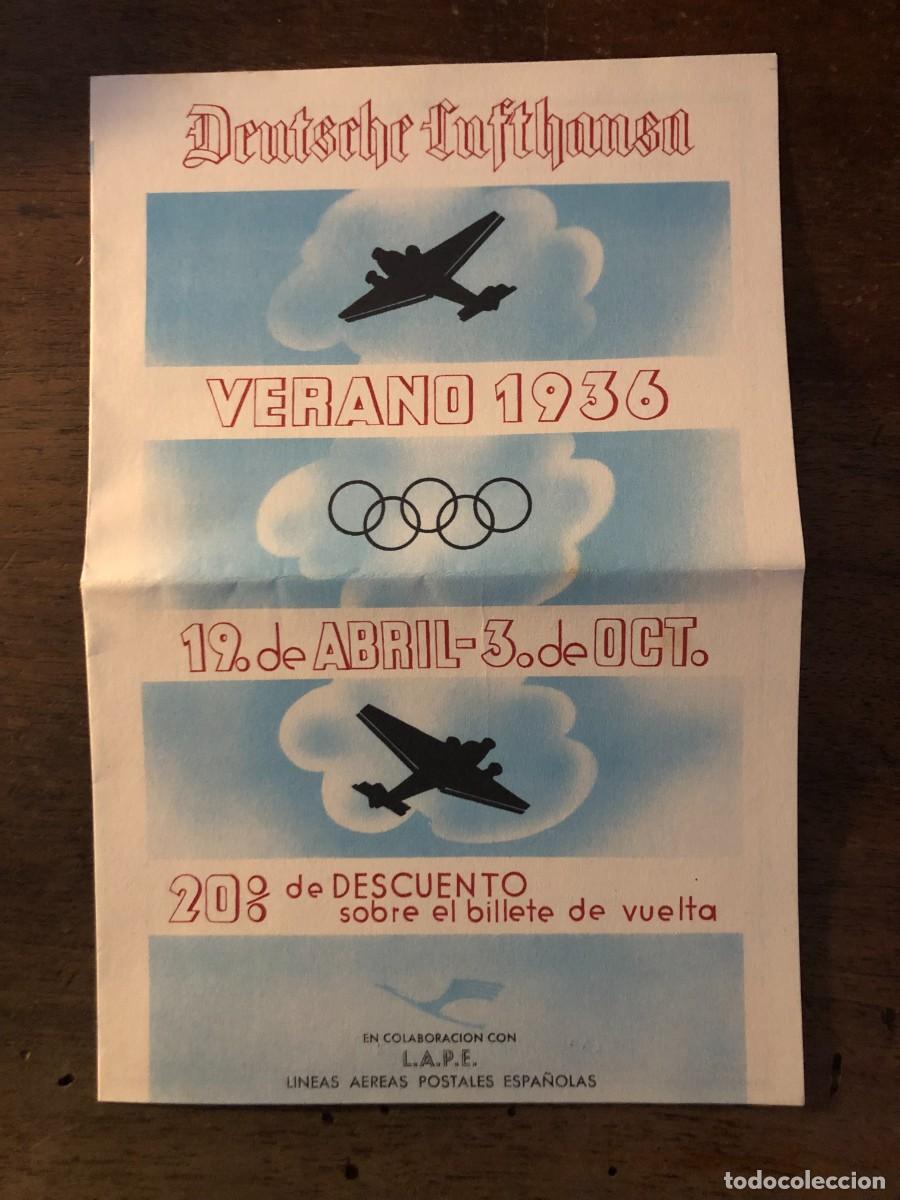 Otros art&iacute;culos de coleccionismo en papel: PUBLICIDAD DEUTSCHE LUFTHANSA 1936