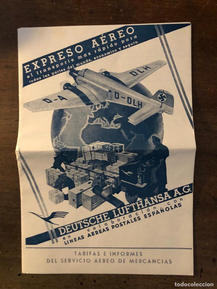 Otros art&iacute;culos de coleccionismo en papel: TR&Iacute;PTICO TARIFAS DEUTSCHE LUFTHANSA CON LINEAS AEREAS POSTALES ESPA&Ntilde;OLAS