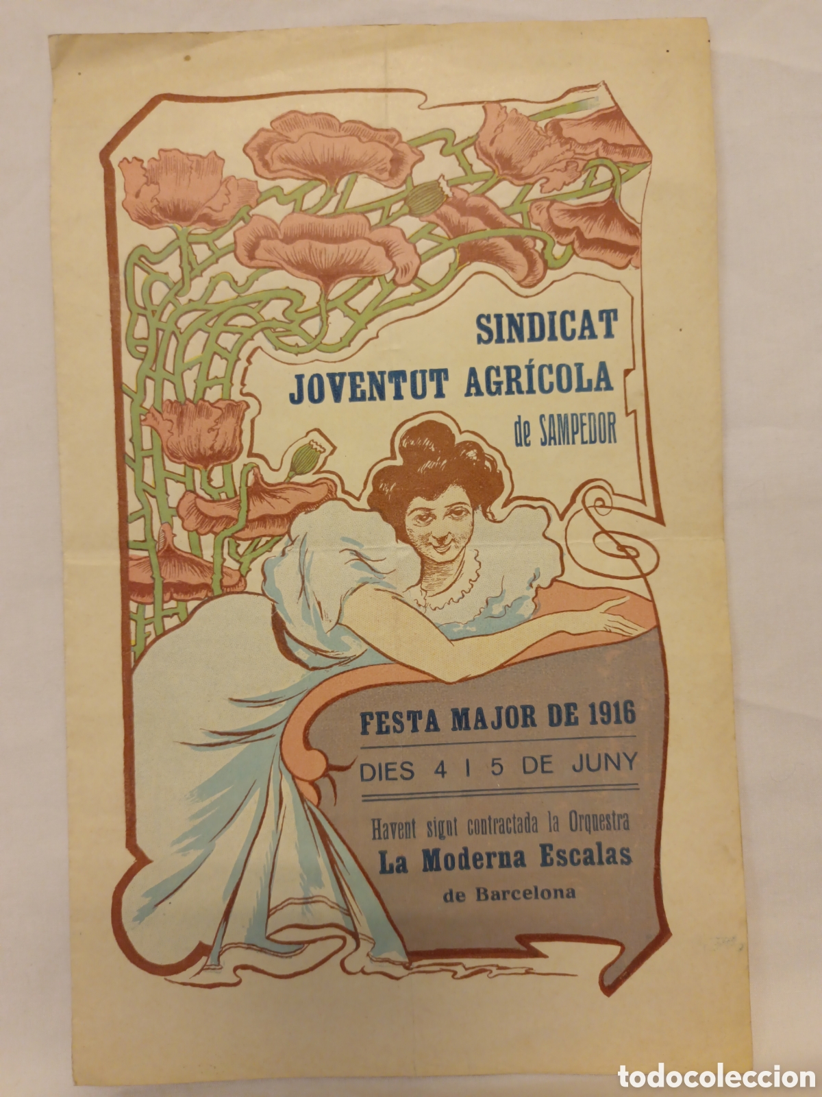 Otros art&iacute;culos de coleccionismo en papel: PROGRAMA FESTA MAYOR DE 1916 - SINDICAT JOVENTUT AGR&Iacute;COLA SAMPEDOR - 16 X 25.50 CM