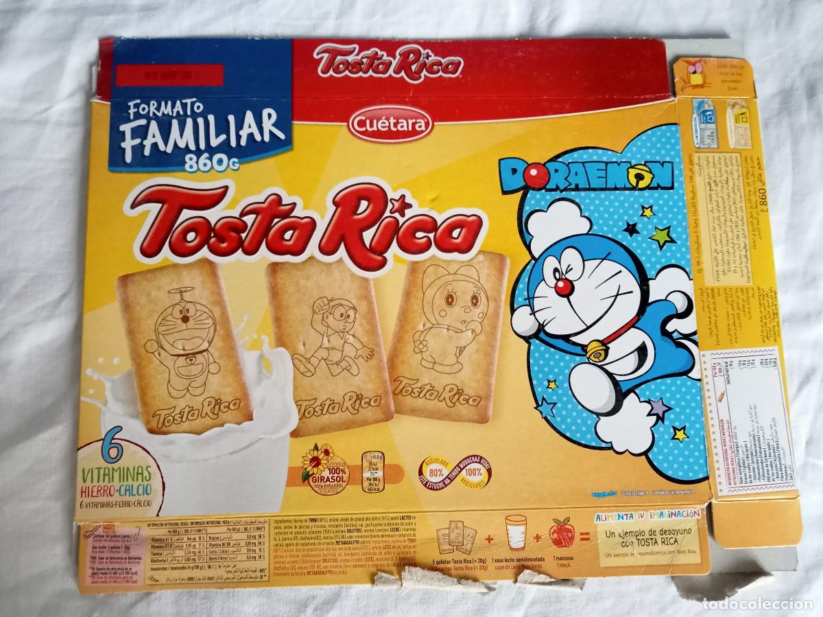 Otros art&iacute;culos de coleccionismo en papel: Caja Plano / Desmontada Galletas TostaRica Cu&eacute;tara - Doraemon Formato Familiar 860g