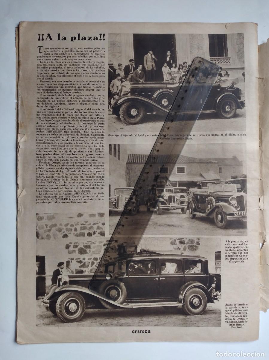 Otros art&iacute;culos de coleccionismo en papel: CHRYSLER CONVERTIBLE SEDAN IMPERIAL DOMINGO ORTEGA Y SU CUADRILLA TORERO A&Ntilde;O 1933