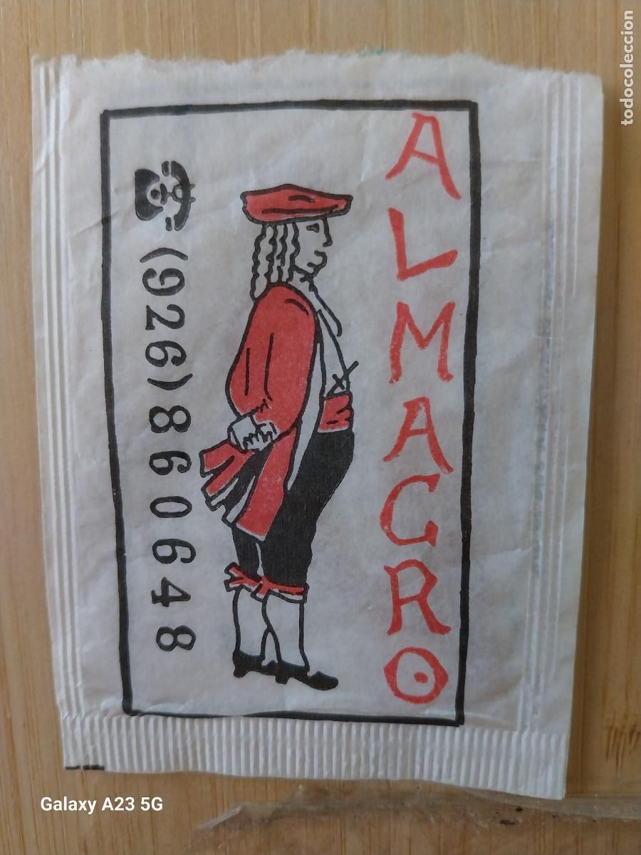 Otros art&iacute;culos de coleccionismo en papel: ALMAGRO MESON EL CORREGIDOR SOBRE VAC&Iacute;O AZUCAR VINTAGE A&Ntilde;OS 80 90 7.5X5.5 CMS