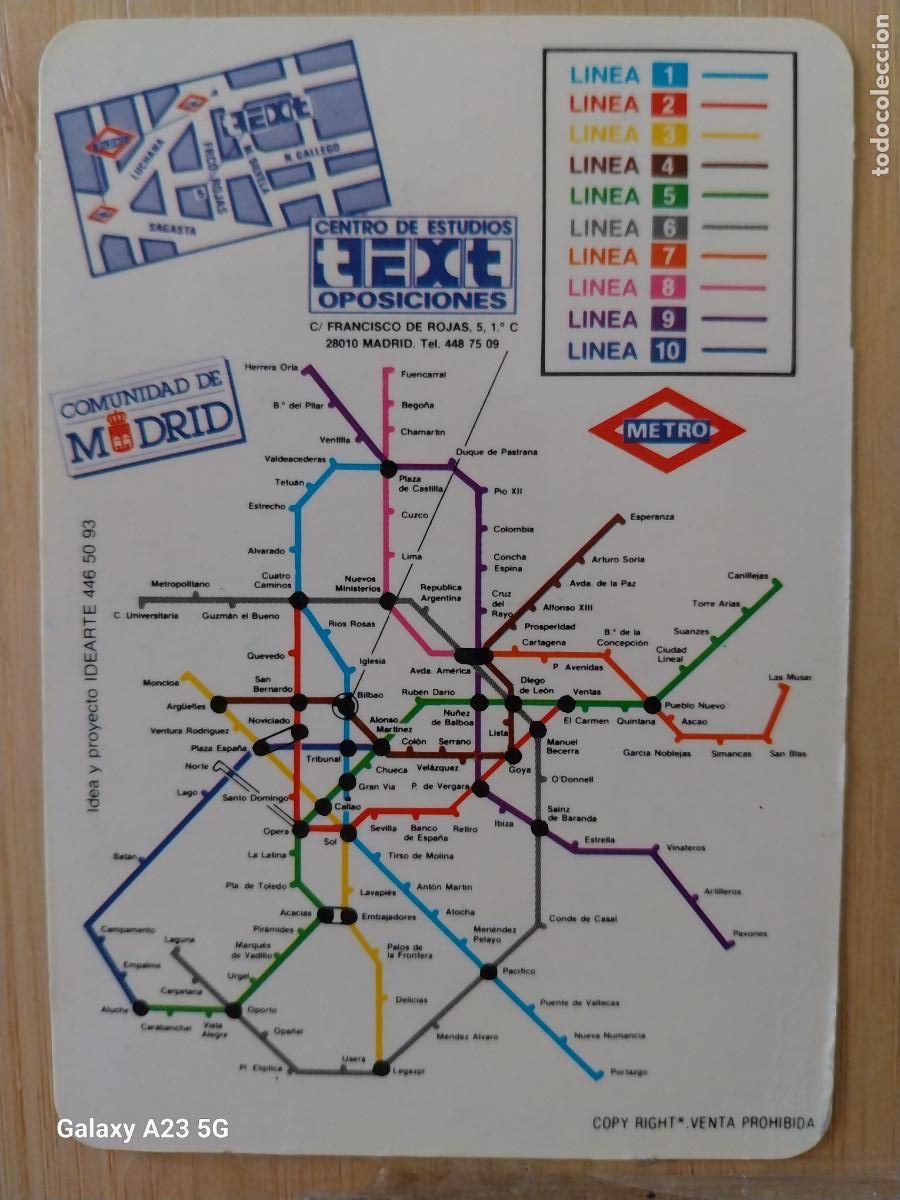 Otros art&iacute;culos de coleccionismo en papel: METRO PLANO PUBLICIDAD OPOSICIONES CENTRO ESTUDIOS TEXT 10X7 CMS