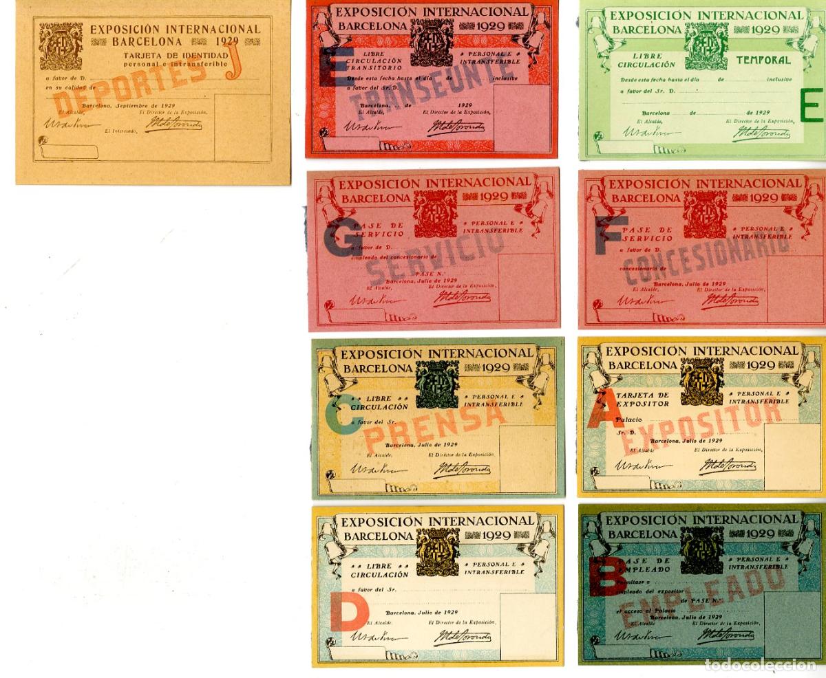 Otros art&iacute;culos de coleccionismo en papel: Pack completo de los ocho pases de la Exposici&oacute;n Internacional de Barcelona de 1929 - Exposici&oacute;n Int