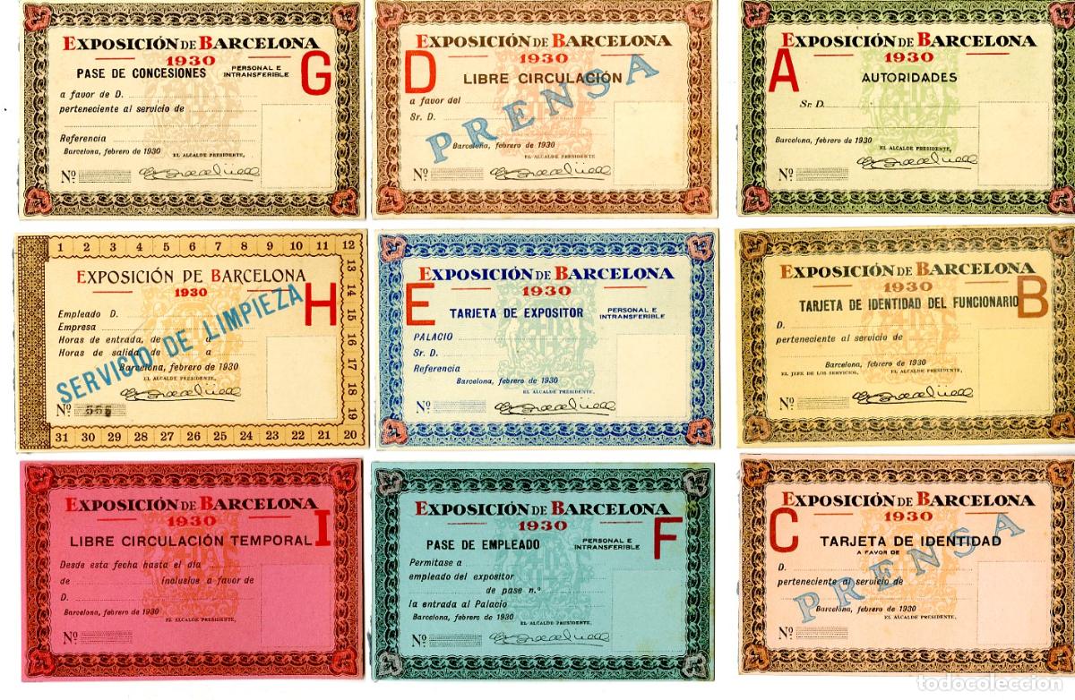 Otros art&iacute;culos de coleccionismo en papel: Pack completo de los nueve pases de la Exposici&oacute;n Internacional de Barcelona de 19230 - Exposici&oacute;n I