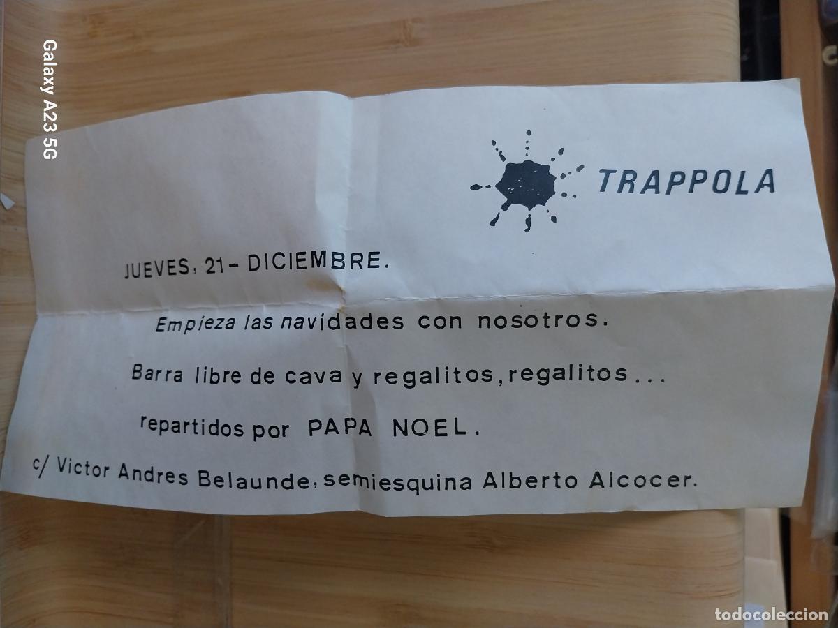 Otros art&iacute;culos de coleccionismo en papel: TRAPPOLA SALA BAR PUBLICIDAD A&Ntilde;OS 80 21 DICIEMBRE NAVIDAD FIESTA 21X10.5 CM