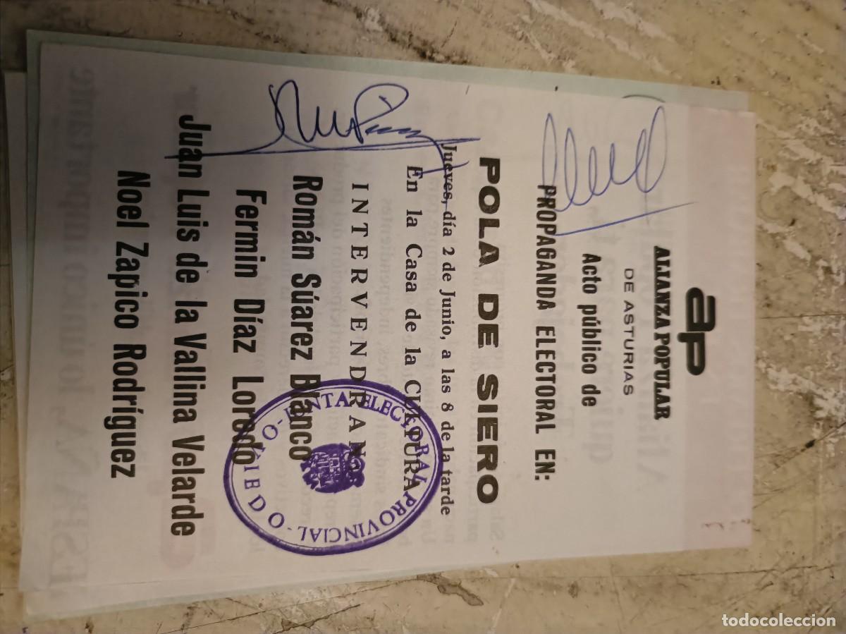Otros art&iacute;culos de coleccionismo en papel: PROPAGANDA ELECTORAL ALIANZA POPULAR POLA DE SIERO ASTURIAS
