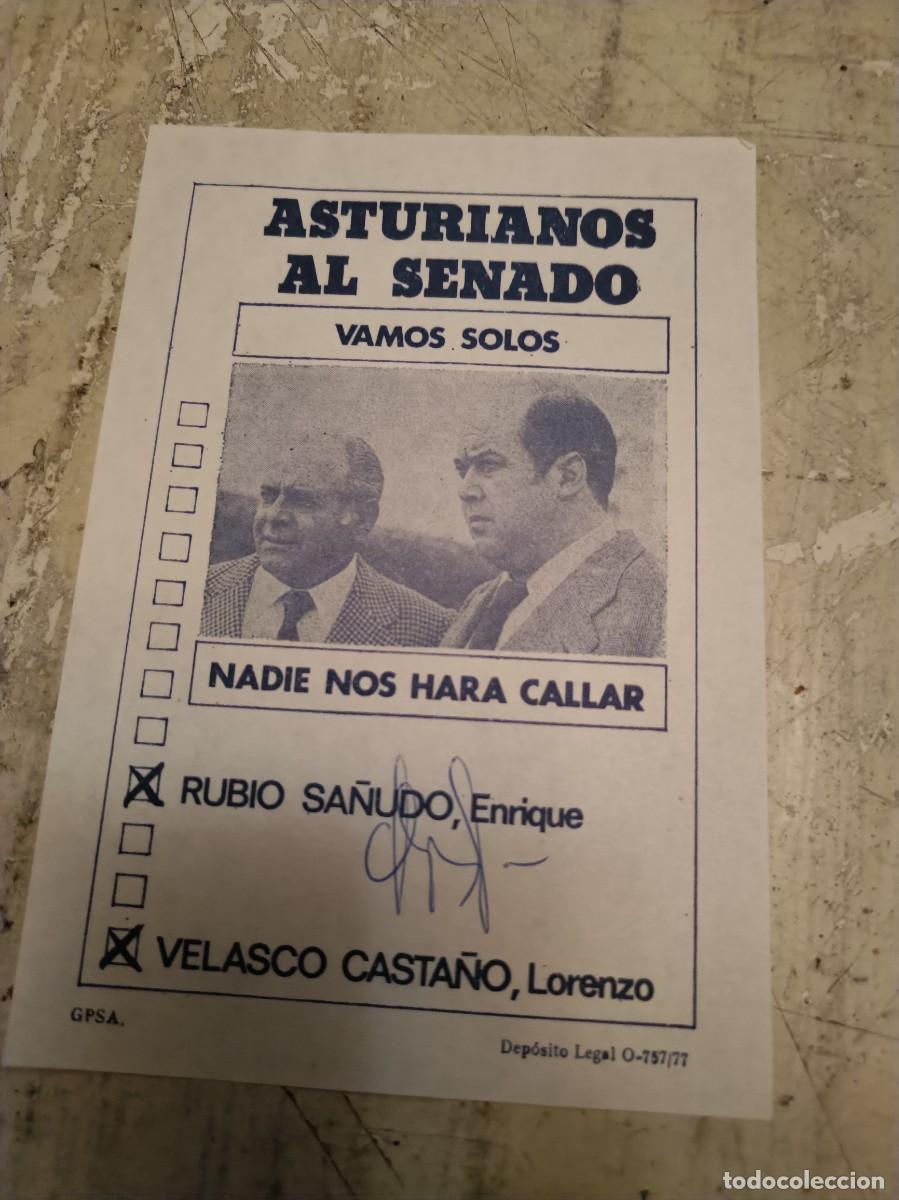 Otros art&iacute;culos de coleccionismo en papel: PROPAGANDA ELECTORAL ASTURIANOS AL SENADO Elecciones generales 1977