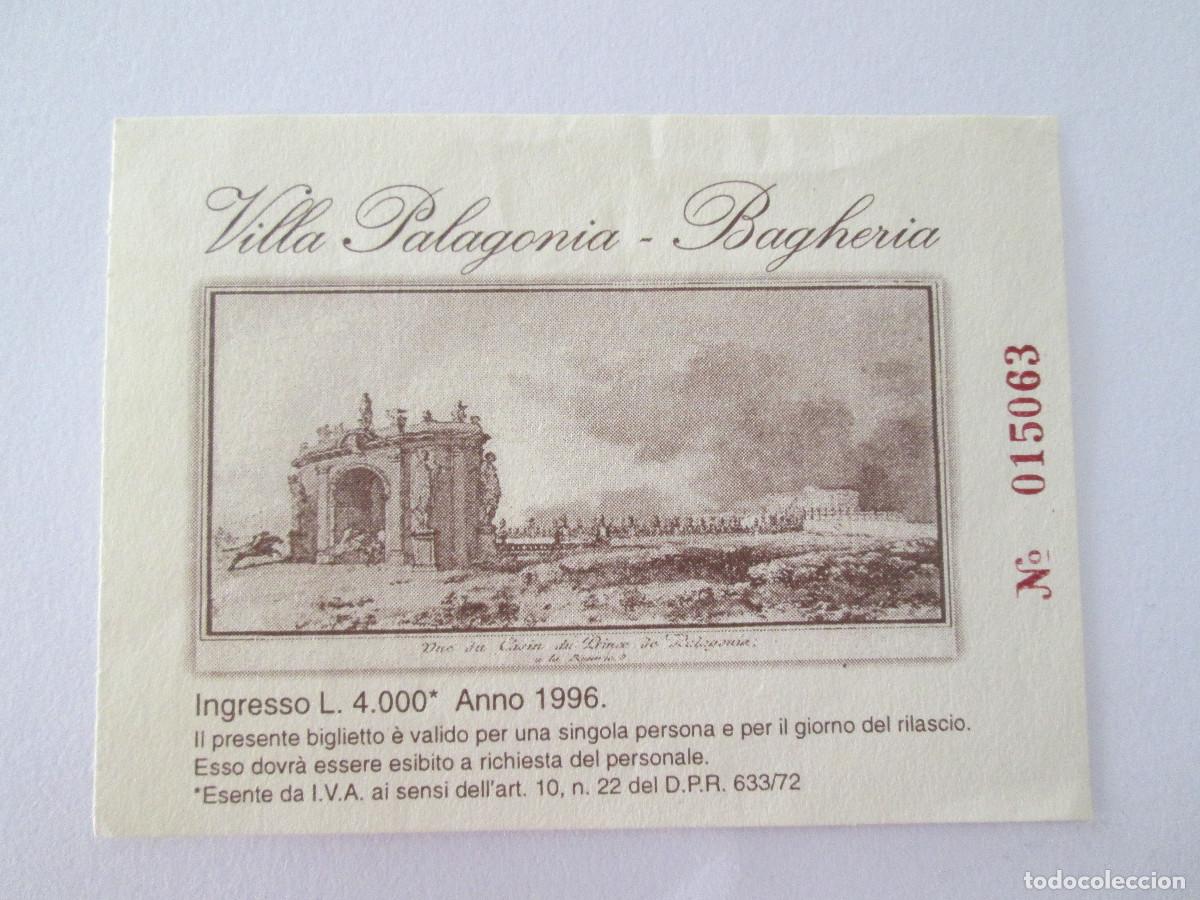 Otros art&iacute;culos de coleccionismo en papel: ENTRADA VILLA PALAGONIA - BAGHERIA - 1996