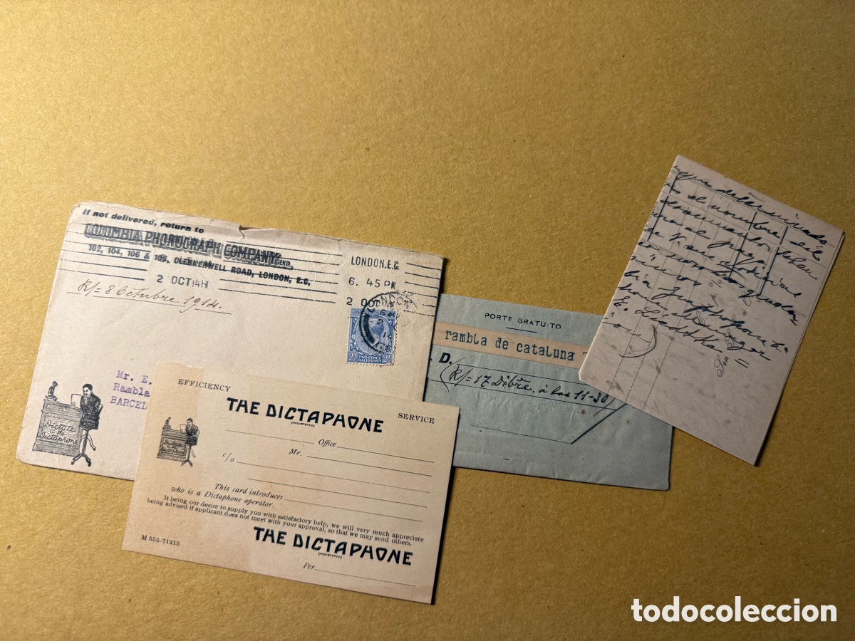 Otros art&iacute;culos de coleccionismo en papel: telegrama de la Columbia Phonograph Company