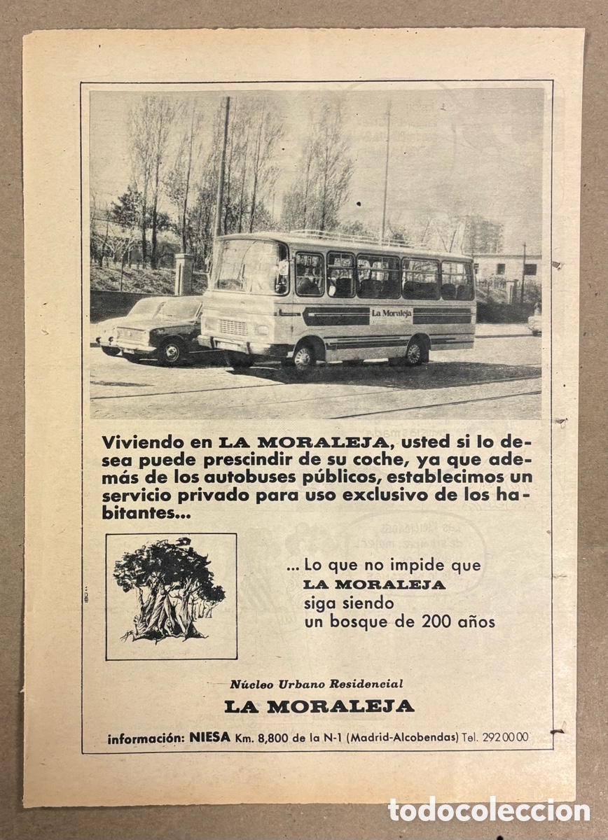 Otros art&iacute;culos de coleccionismo en papel: RESIDENCIAL LA MORALEJA. ANUNCIO PUBLICITARIO PERI&Oacute;DICO ABC DE 1960.