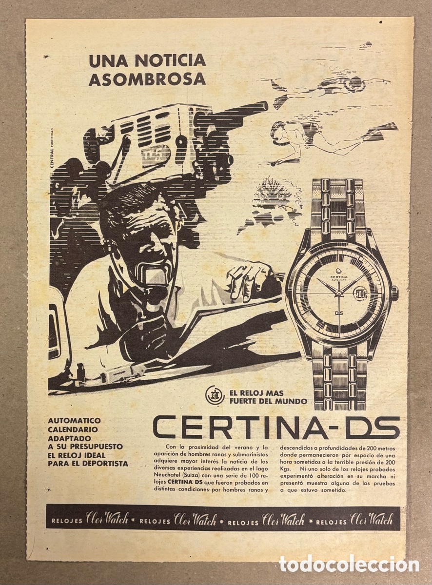 Otros art&iacute;culos de coleccionismo en papel: RELOJ CERTINA - DS. ANUNCIO PUBLICITARIO PERI&Oacute;DICO ABC DE 1963.