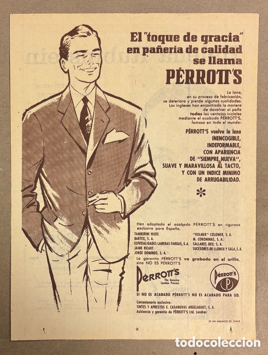 Otros art&iacute;culos de coleccionismo en papel: PA&Ntilde;ER&Iacute;A P&Eacute;RROTT&rsquo;S. ANUNCIO PUBLICITARIO PERI&Oacute;DICO ABC A&Ntilde;OS 60.