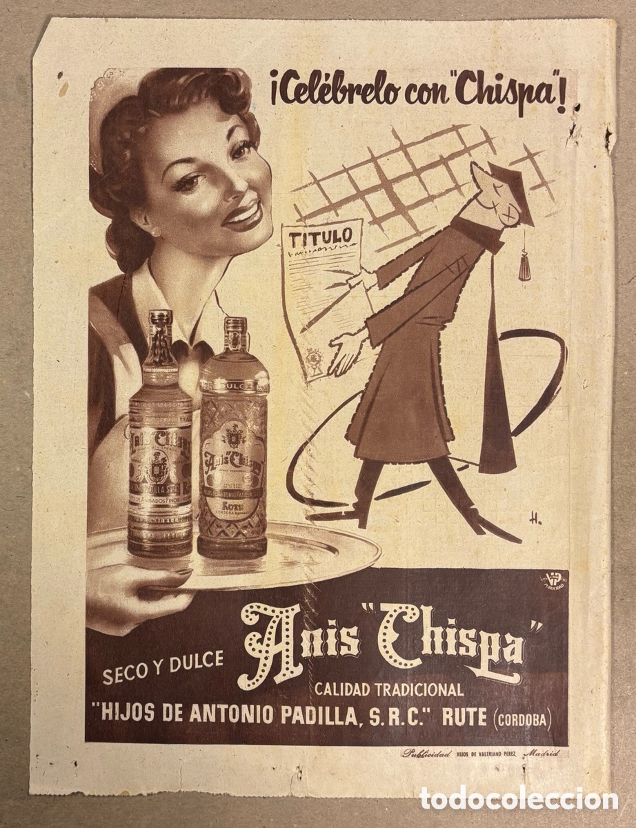 Otros art&iacute;culos de coleccionismo en papel: AN&Iacute;S CHISPA. ANUNCIO PUBLICITARIO PERI&Oacute;DICO ABC A&Ntilde;OS 50.