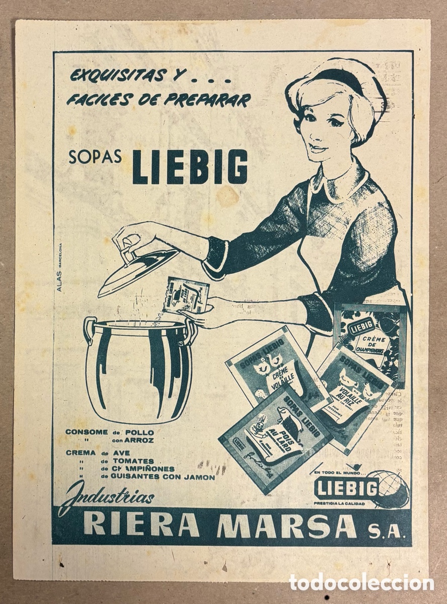Otros art&iacute;culos de coleccionismo en papel: SOPAS LIEBIG. ANUNCIO PUBLICITARIO PERI&Oacute;DICO ABC A&Ntilde;OS 50. INDUSTRIAS RIERA MARSA S.A.