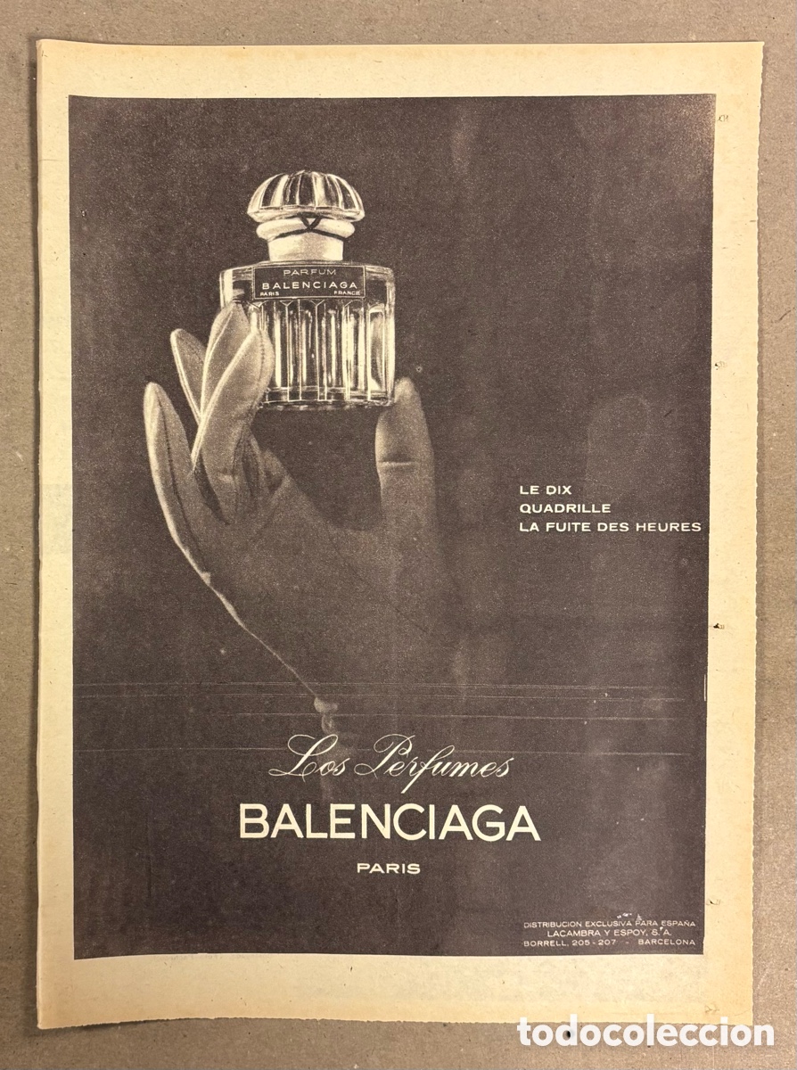Otros art&iacute;culos de coleccionismo en papel: PERFUMES BALENCIAGA. ANUNCIO PUBLICITARIO PERI&Oacute;DICO ABC A&Ntilde;OS 50