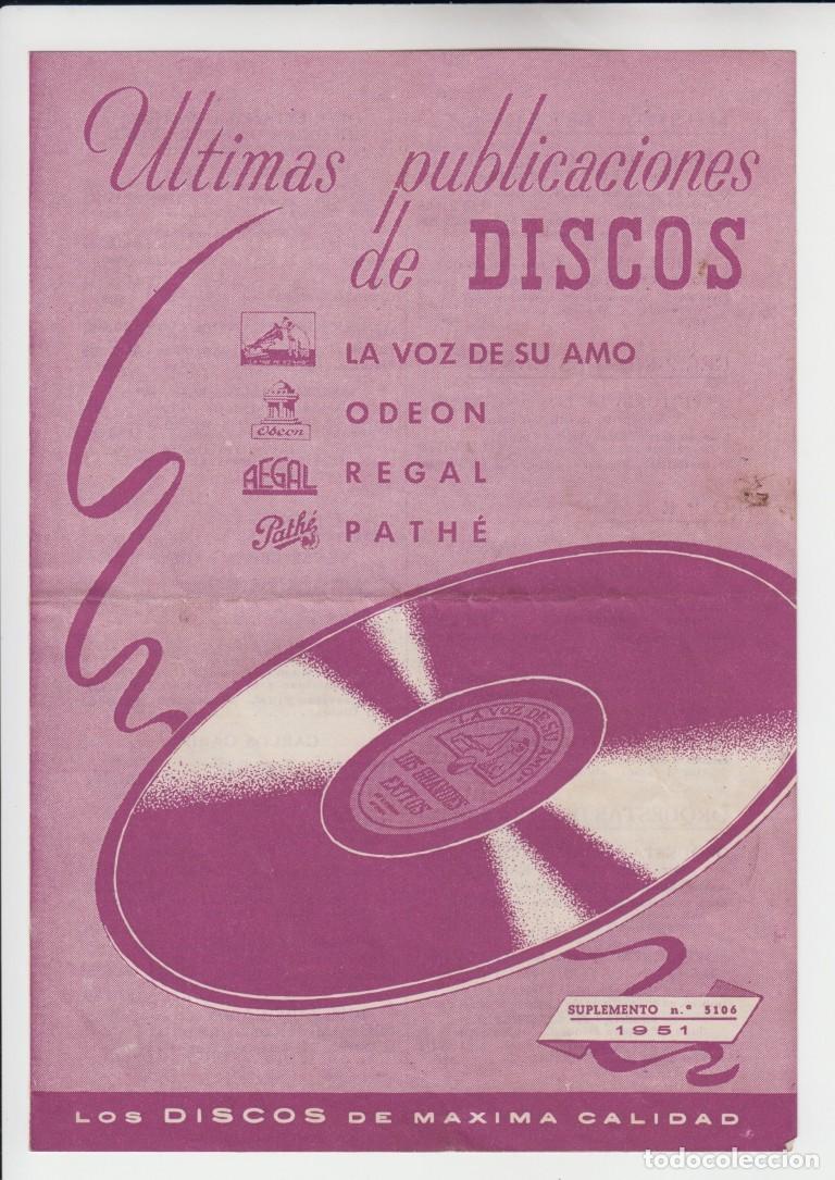 Otros art&iacute;culos de coleccionismo en papel: ULTIMAS PUBLICACIONES DE DISCOS 1951 // La voz de su amo- ode&oacute;n &ndash; regal &ndash; pathe