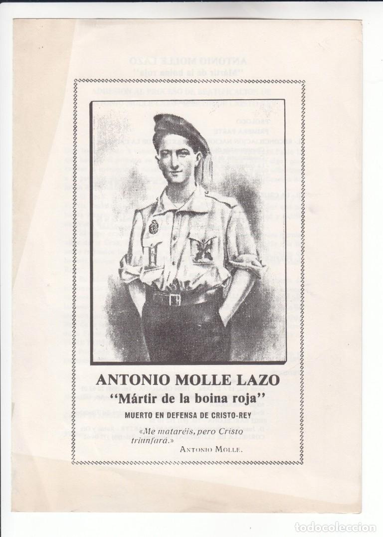 Otros art&iacute;culos de coleccionismo en papel: Antonio Molle Lazo - M&aacute;rtir de la buena roja - Muerto en defensa de Cristo Rey
