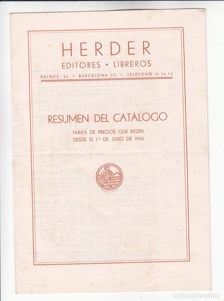 Otros art&iacute;culos de coleccionismo en papel: HERDER Editores libreros -- Resumen del cat&aacute;logo tarifa de precios julio 1950