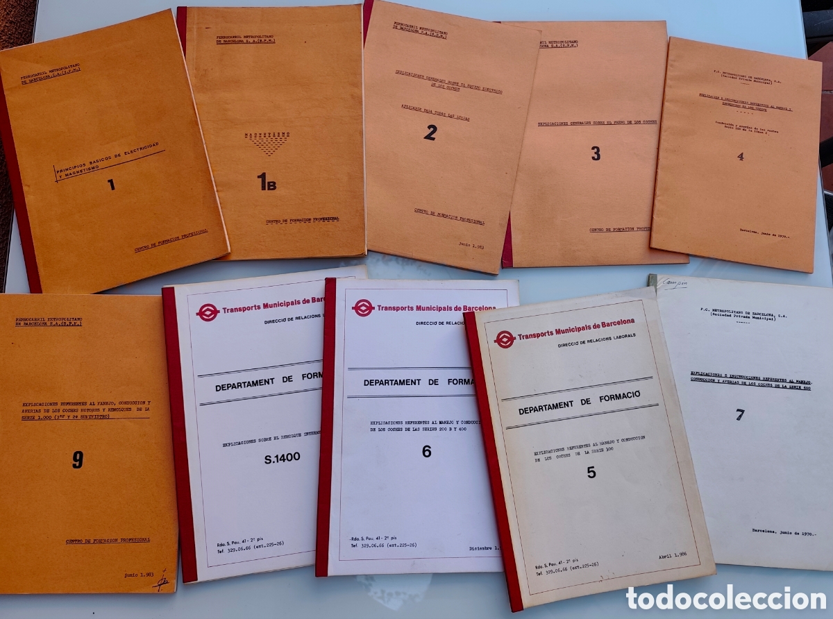 Otros art&iacute;culos de coleccionismo en papel: Lote hist&oacute;rico Metro Barcelona &ndash; Serie 100 + 9 manuales t&eacute;cnicos otras series (1970&ndash;1986)