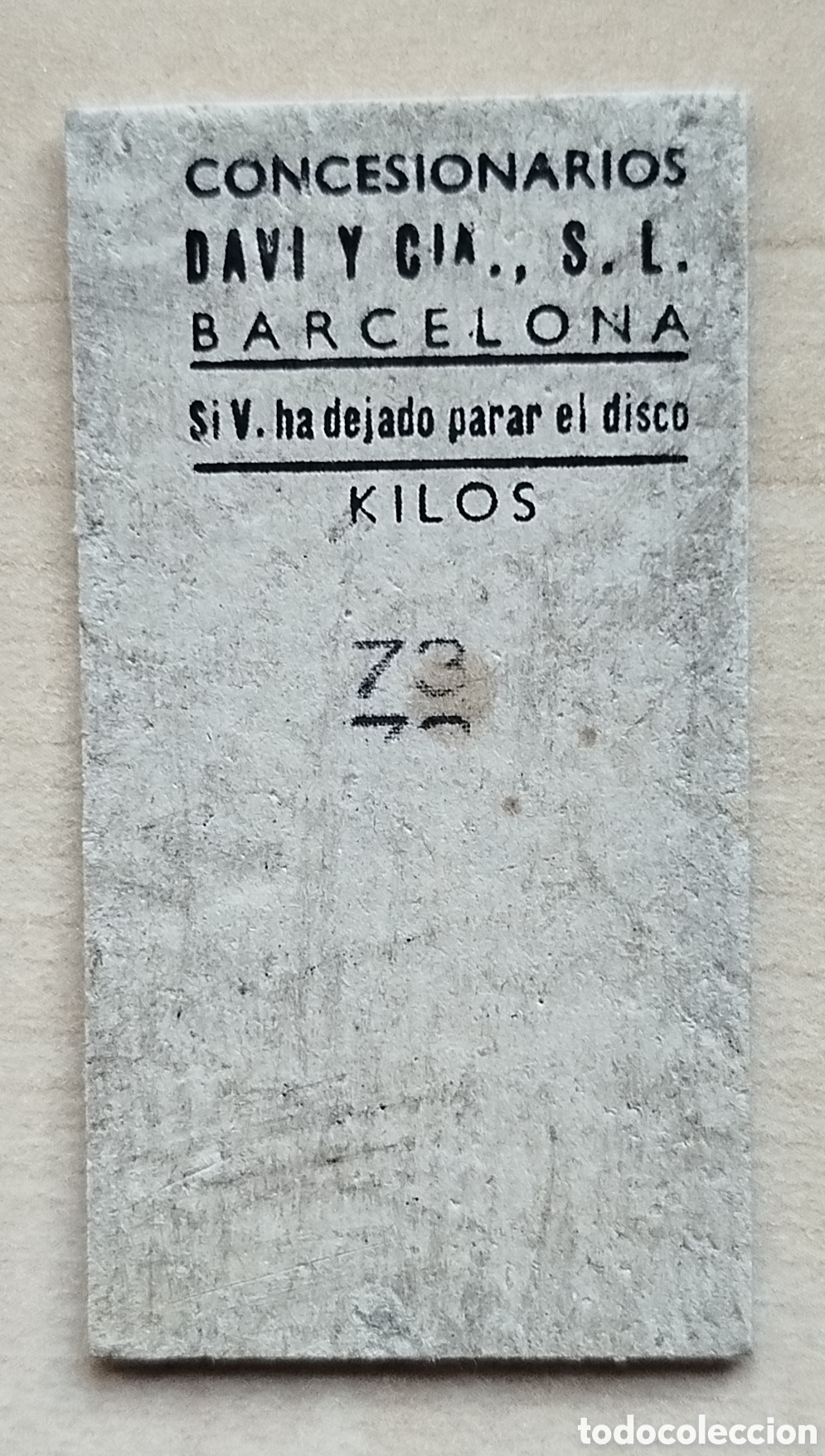Otros art&iacute;culos de coleccionismo en papel: Ticket de b&aacute;scula Vera Miles - Foto 2