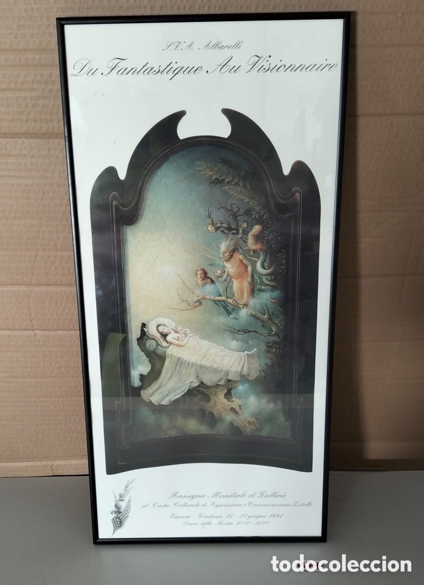 Otros art&iacute;culos de coleccionismo en papel: cartel o p&oacute;ster enmarcado de la exposici&oacute;n art&iacute;stica titulada &rdquo;Du Fantastique au Visionnaire