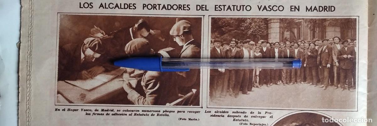 Otros art&iacute;culos de coleccionismo en papel: ALCALDES ENTREGAN EN MADRID EL ESTATUTO VASCO ADHESI&Oacute;N AL ESTATUTO ESTELLA RECORTE REVISTA 1935