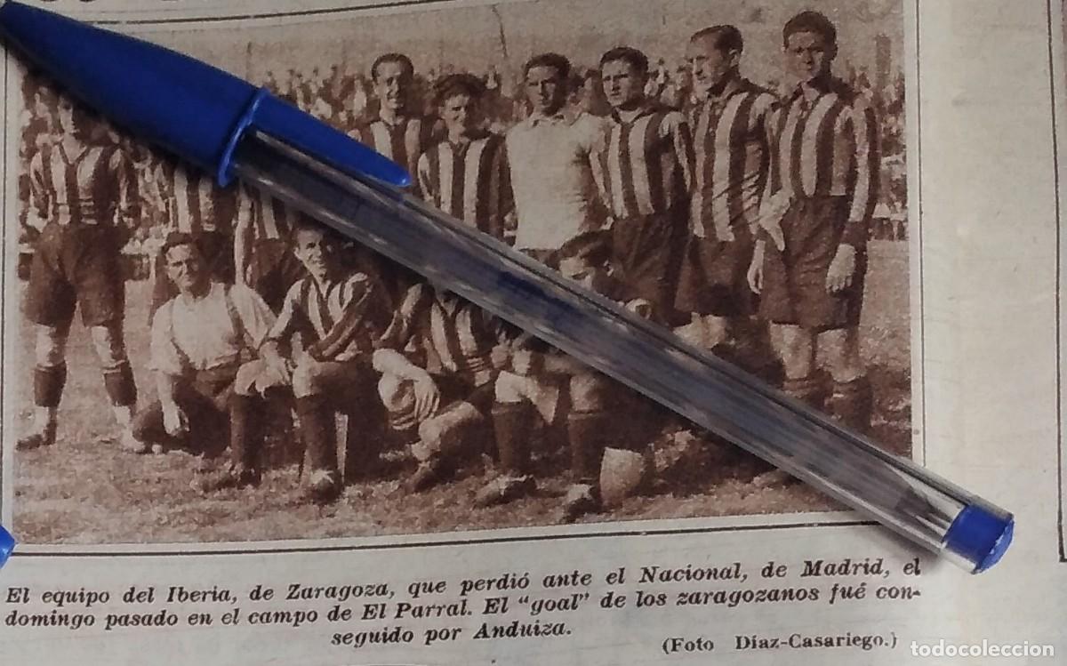 Otros art&iacute;culos de coleccionismo en papel: IBERIA SPORT CLUB REAL ZARAGOZA FOTOGRAF&Iacute;A EQUIPO CAMPO DE FUTBOL EL PARRAL MADRID RECORTE 1931
