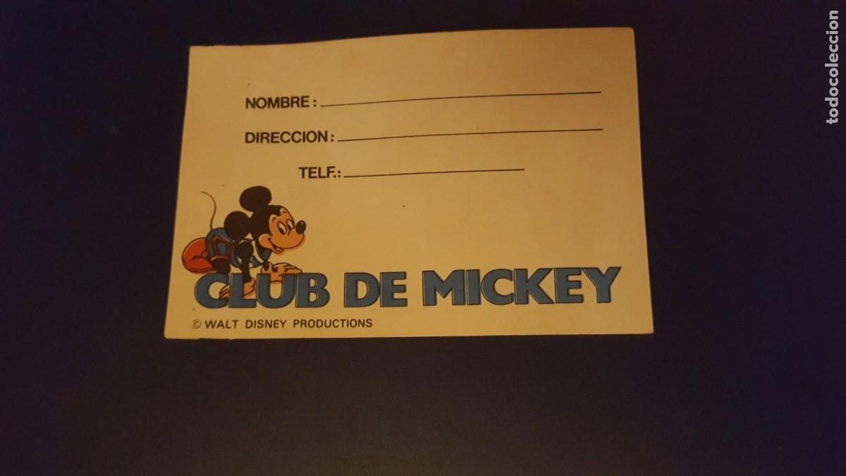 Altri oggetti di carta: Peque&ntilde;a tarjeta identificativa con Mickey Mouse, Club de Mickey.