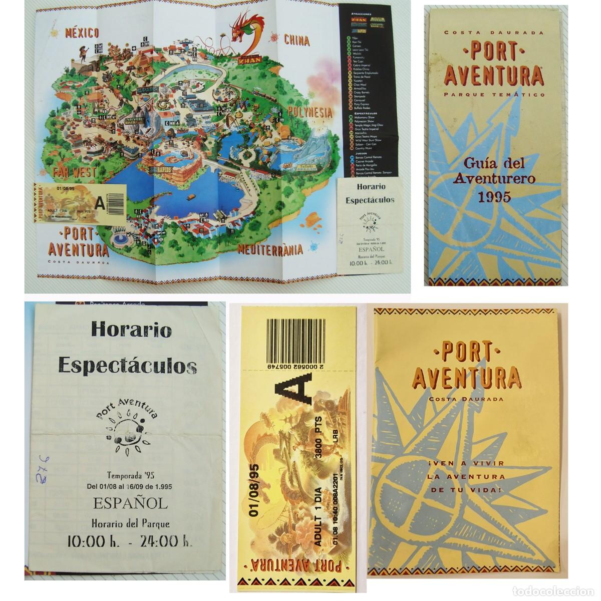 Otros art&iacute;culos de coleccionismo en papel: PORT AVENTURA INAUGURAL 1995 LOTE EPHEMERA Entradas Pesetas Mapa Guia Horarios Parque Tematico Raro