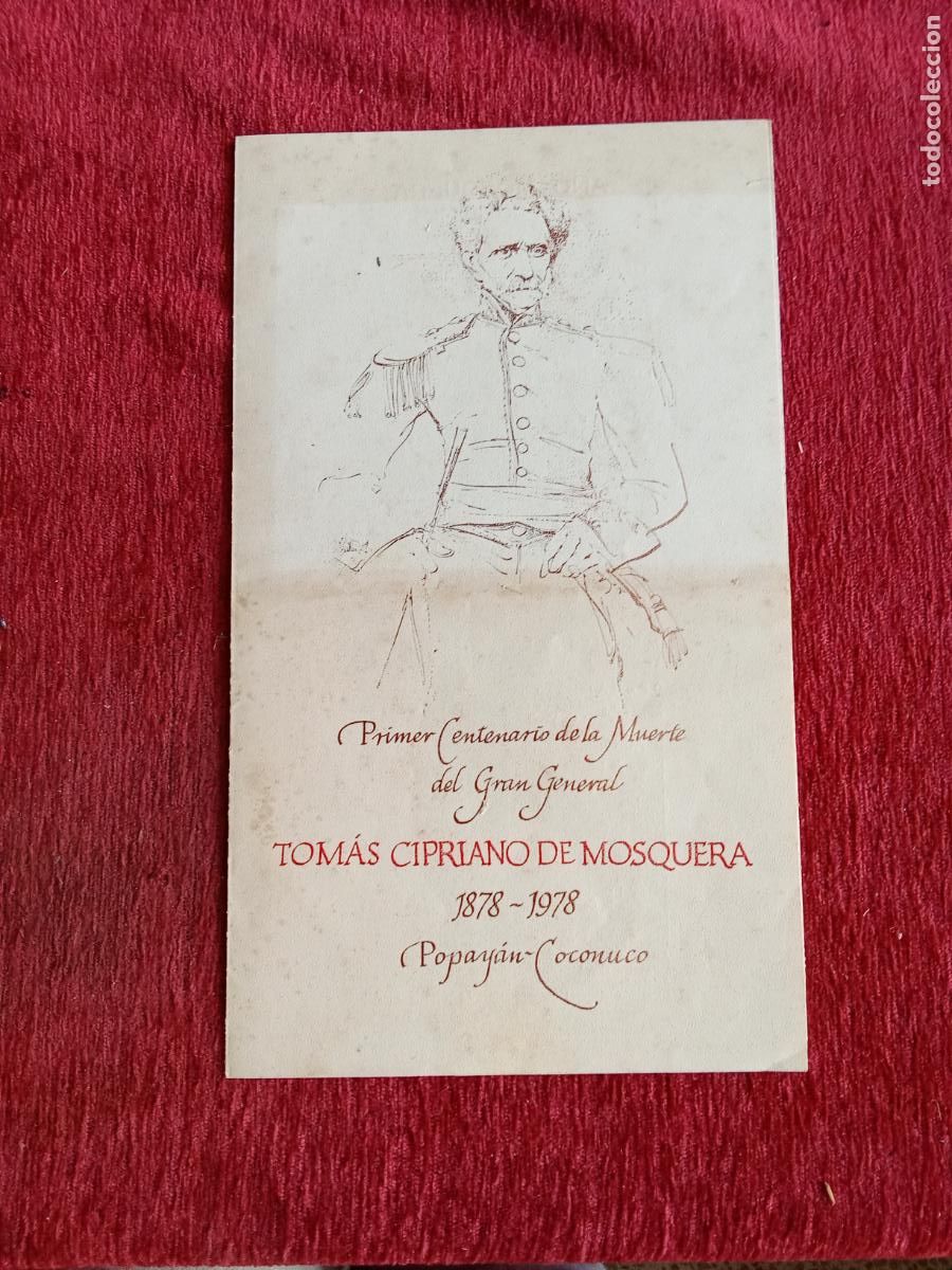 Otros art&iacute;culos de coleccionismo en papel: Primer centenario Muerte del Gran General Tom&aacute;s Cipriano de Mosquera. Caja Delicado