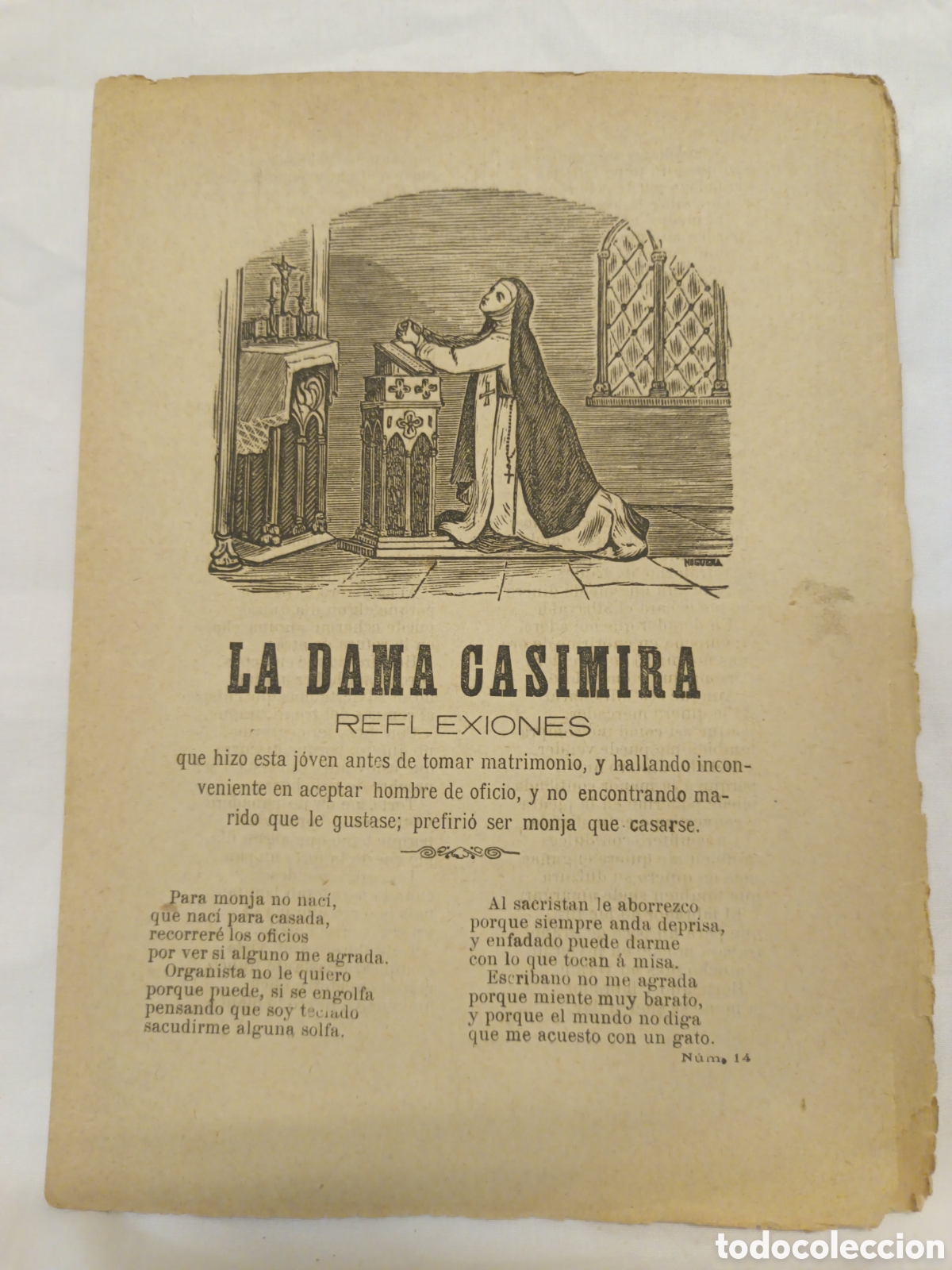 Otros art&iacute;culos de coleccionismo en papel: PLIEGO DE CORDEL - ROMANCE - LA DAMA CASIMIRA - FINALES SIGLO XIX - 16 X 22 CM