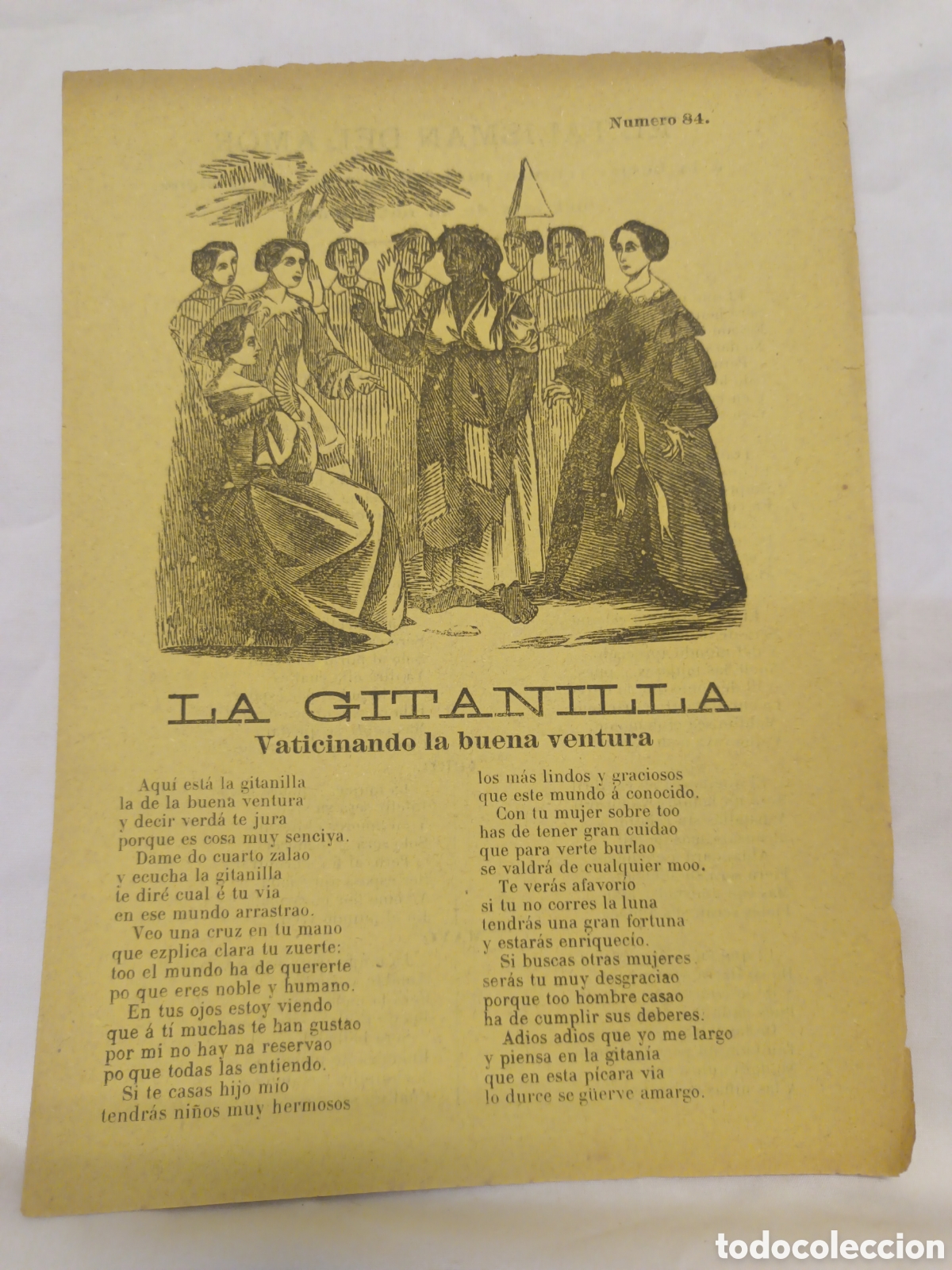 Otros art&iacute;culos de coleccionismo en papel: PLIEGO DE CORDEL - ROMANCE - LA GITANILLA - FINNALES SIGLO XIX - 16 X 22 CM