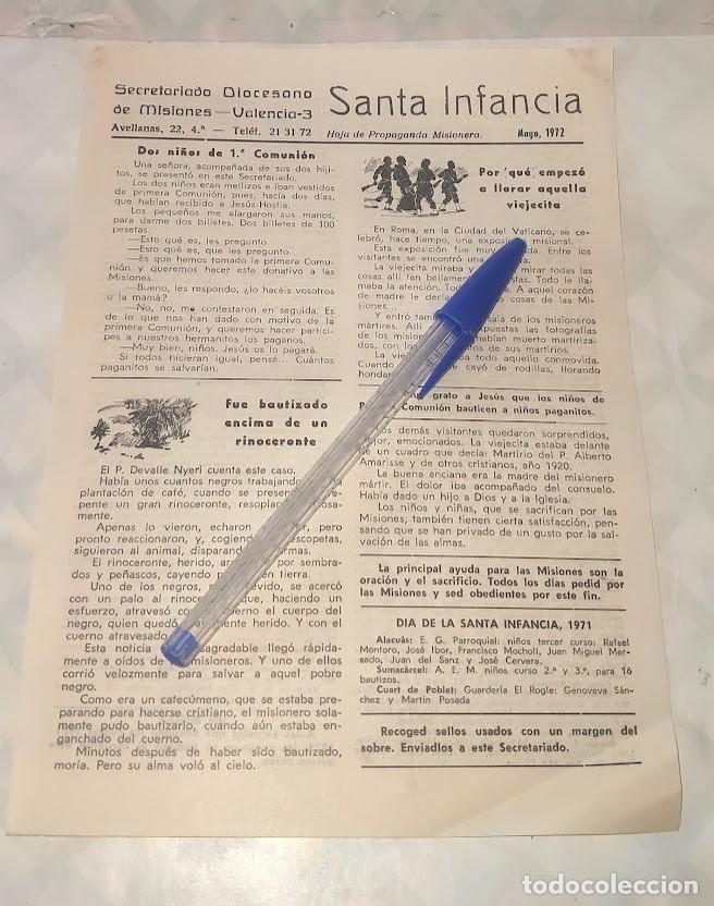 Otros art&iacute;culos de coleccionismo en papel: SANTA INFANCIA &ndash; Hoja de propaganda misionera &ndash; Secretariado Diocesano de Misiones Valencia 1972