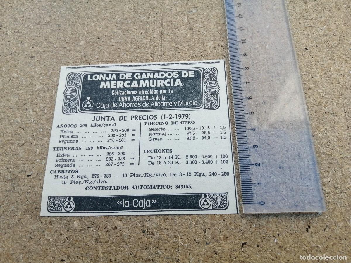 Otros art&iacute;culos de coleccionismo en papel: ANUNCIO. LONJA DE GANADOS DE MERCAMURCIA
