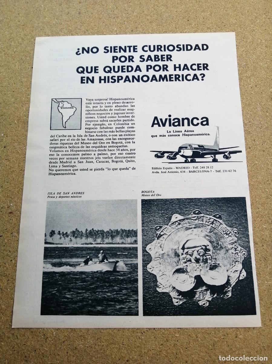 Otros art&iacute;culos de coleccionismo en papel: ANUNCIO. AVIANCA, LA LINEA INTERNACIONAL COLOMBIANA