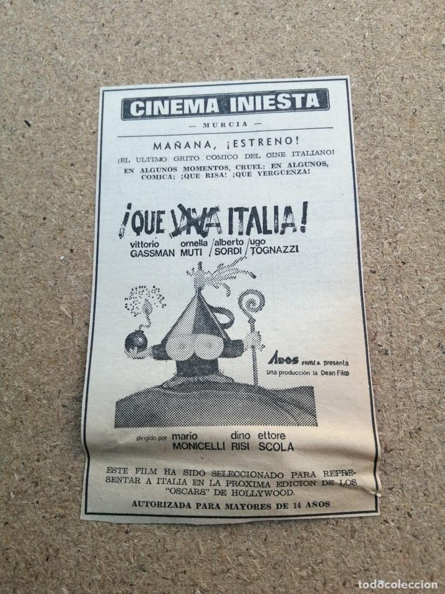 Otros art&iacute;culos de coleccionismo en papel: ANUNCIO CINE. QUE VIVA ITALIA (UGO TOGNAZZI - ORNELLA MUTI - VITTORIO GASSMAN - ALBERTO SORDI)