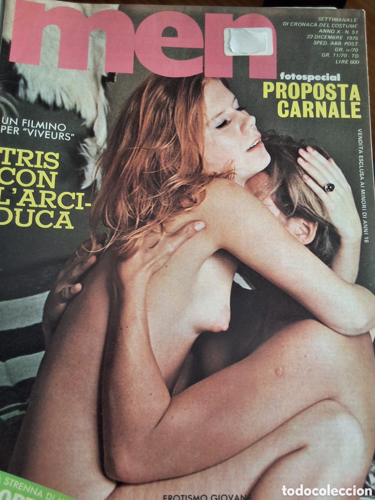 Otros art&iacute;culos de coleccionismo en papel: Men revista erotica italiana desnudos mujeres 1975/12/22