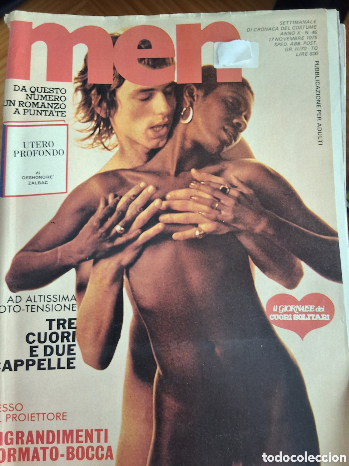 Otros art&iacute;culos de coleccionismo en papel: Men revista erotica italiana desnudos mujeres 1975/11/17