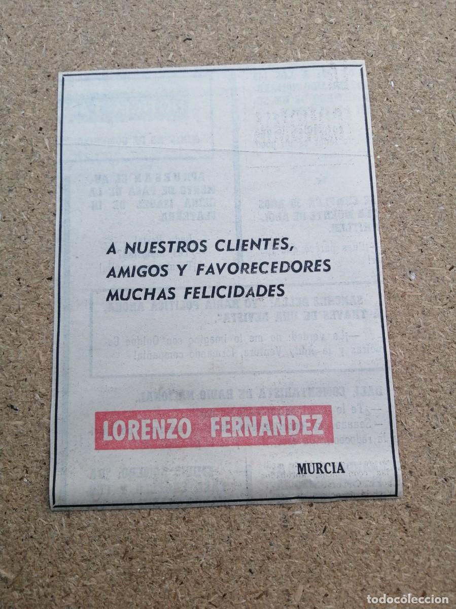 Otros art&iacute;culos de coleccionismo en papel: ANUNCIO. AIRE ACONDICIONADO LORENZO FERNANDEZ LES DESEA FELICES FIESTAS (MURCIA)