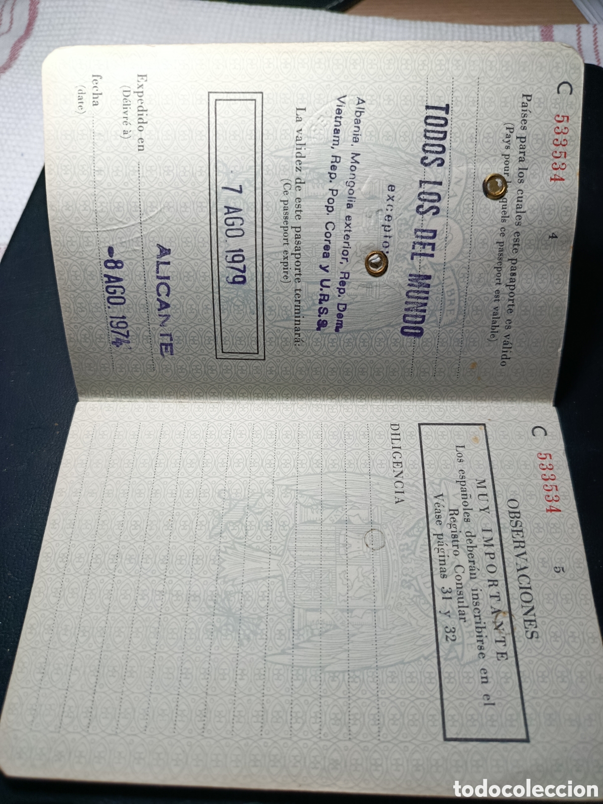 Otros art&iacute;culos de coleccionismo en papel: Pasaporte Espa&ntilde;a 1974 - Foto 4