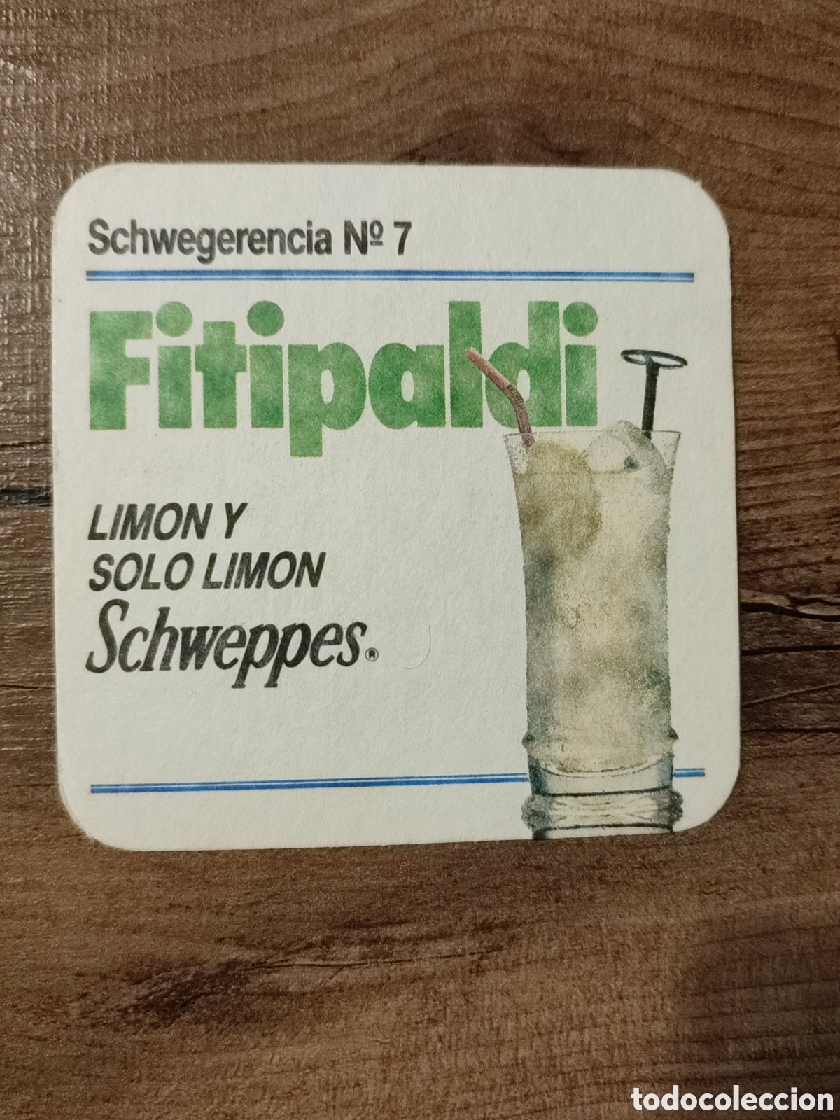 Otros art&iacute;culos de coleccionismo en papel: Posavaso Schweppes Schwegerencia 7 Fitipaldi