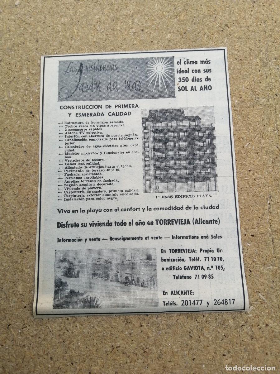 Otros art&iacute;culos de coleccionismo en papel: ANUNCIO. RESIDENCIAS JARDIN DEL MAR, TORREVIEJA (ALICANTE)